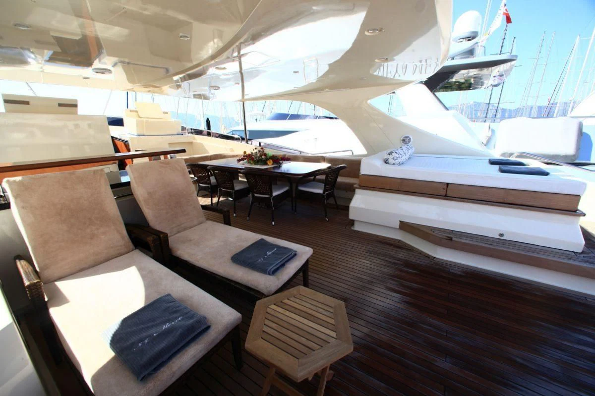 a room with a desk and chairs aboard COSMOS LUNA Yacht for Sale