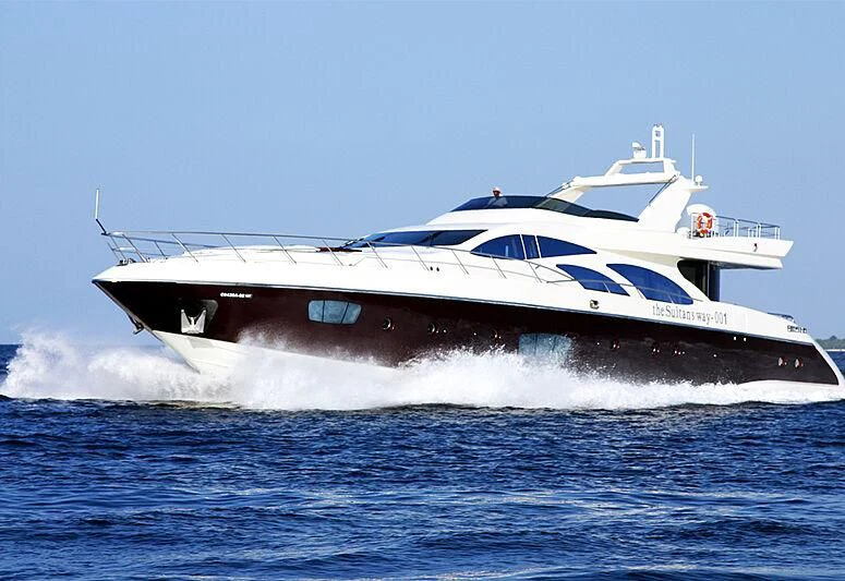 a white boat in the water aboard THE SULTANS WAY 001 Yacht for Sale