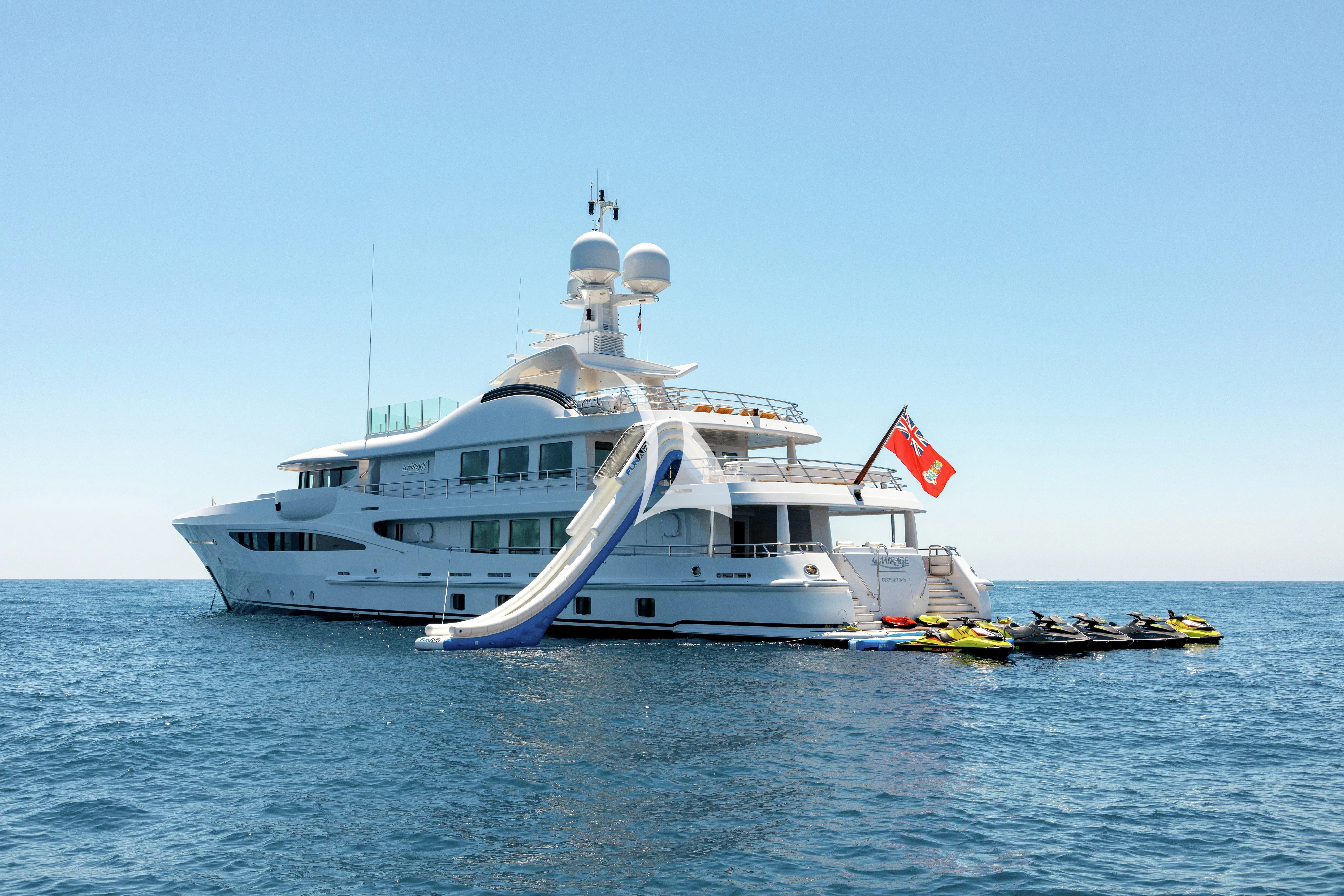 a boat on the water aboard LA MIRAGE Yacht for Sale