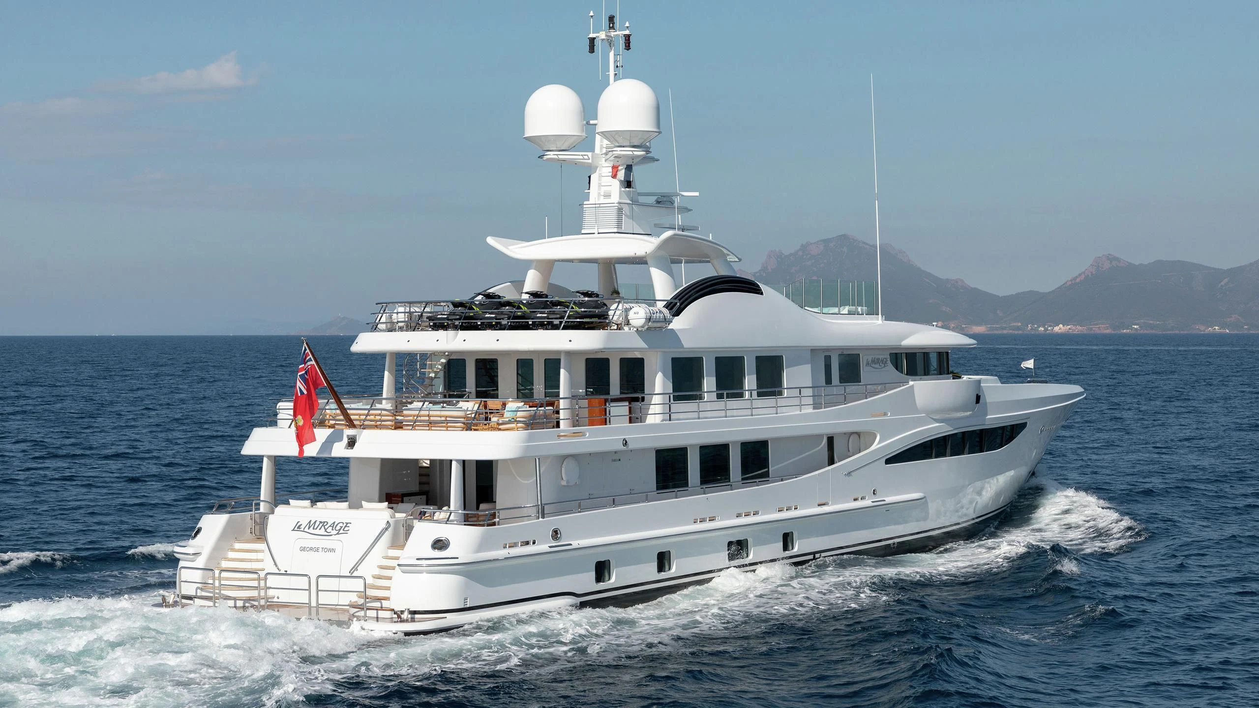 a boat on the water aboard LA MIRAGE Yacht for Sale