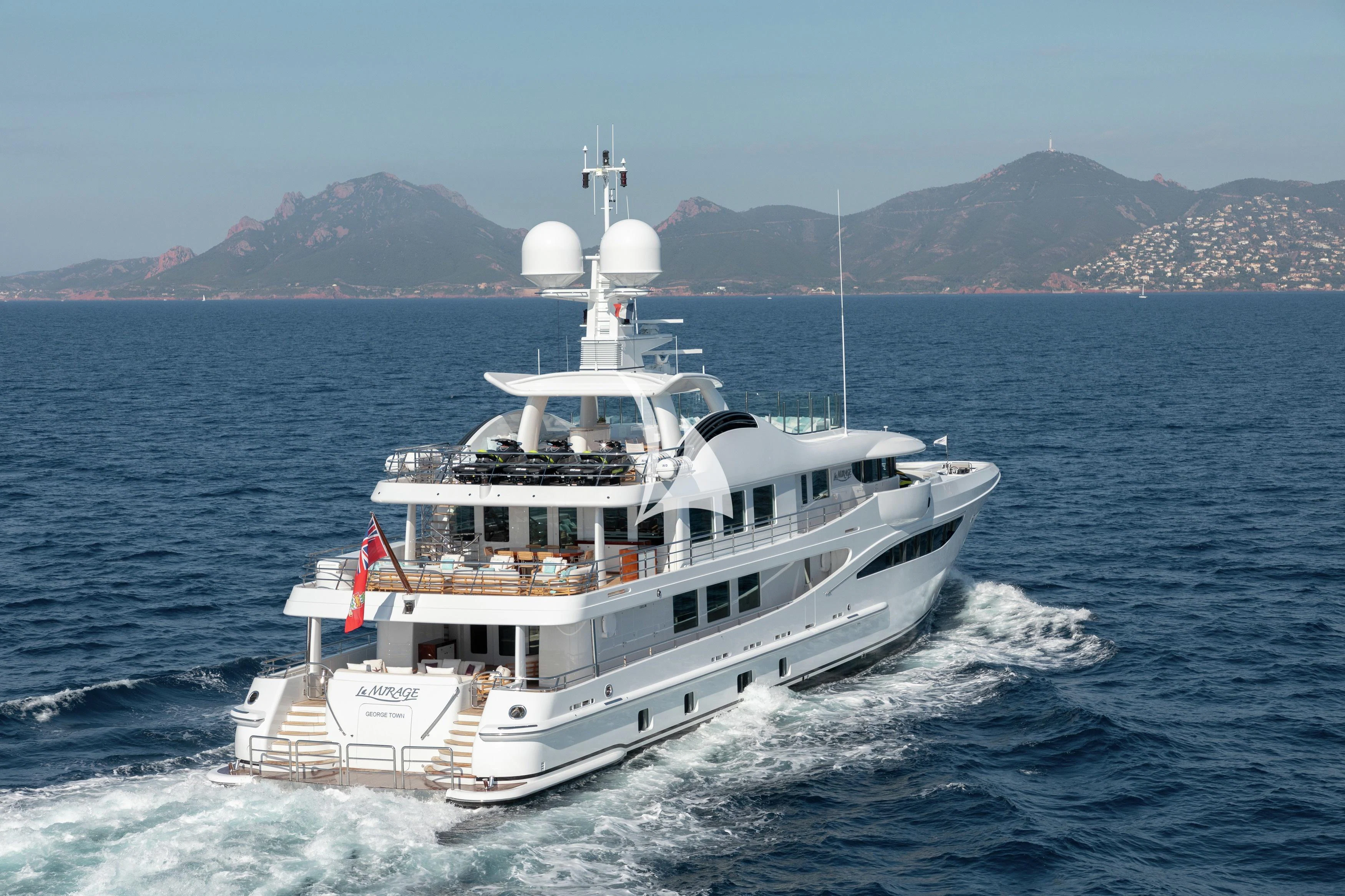 a boat on the water aboard LA MIRAGE Yacht for Sale