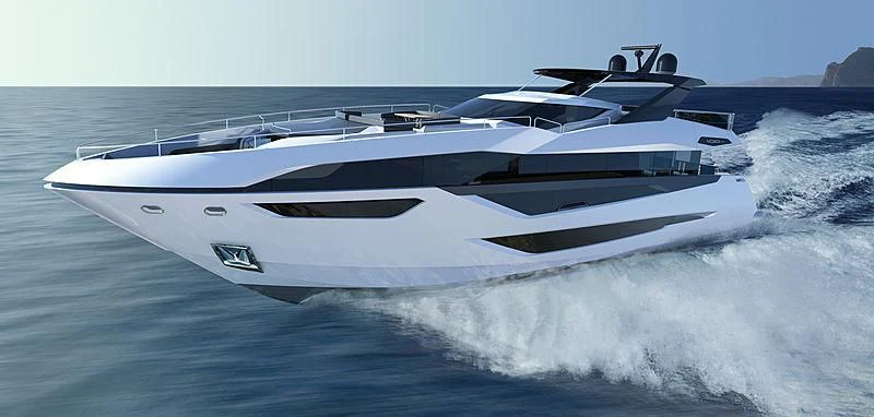 a white yacht on the water aboard IKAL Yacht for Sale