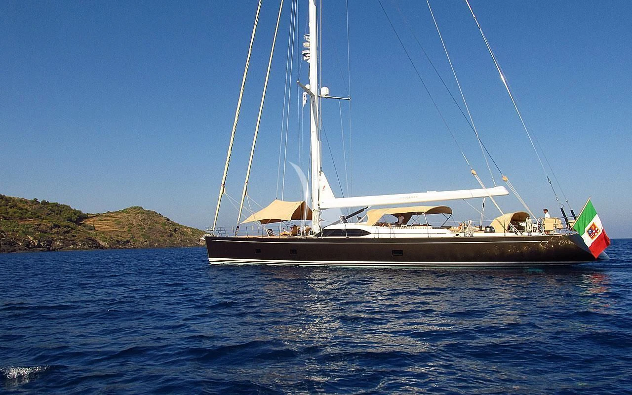 a boat sailing on the water aboard FAR AND WIDE Yacht for Sale