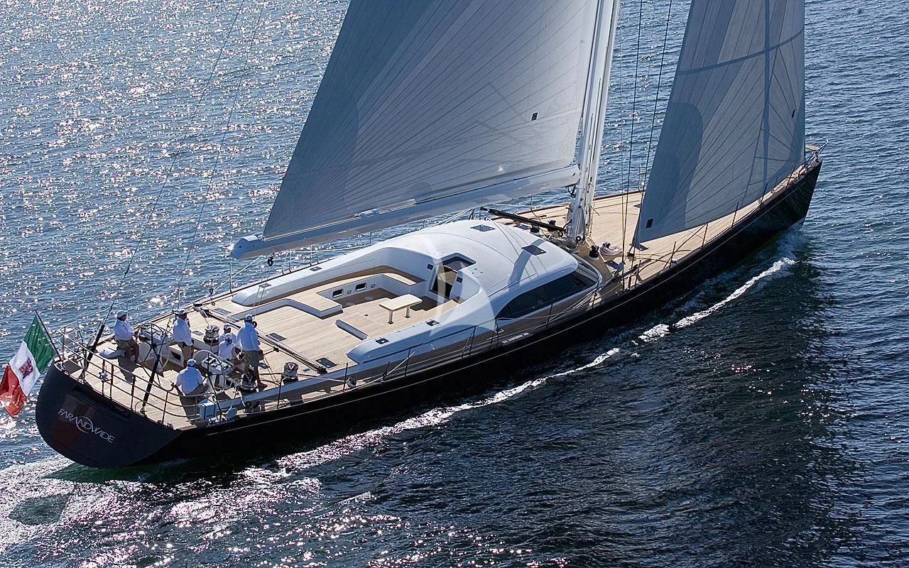 a boat sailing on the water aboard FAR AND WIDE Yacht for Sale