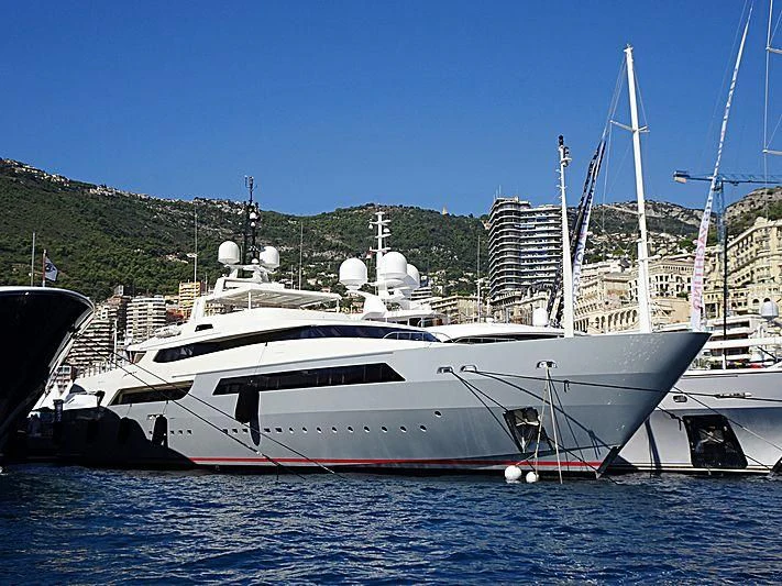 a large white boat in the water aboard VICKY Yacht for Charter