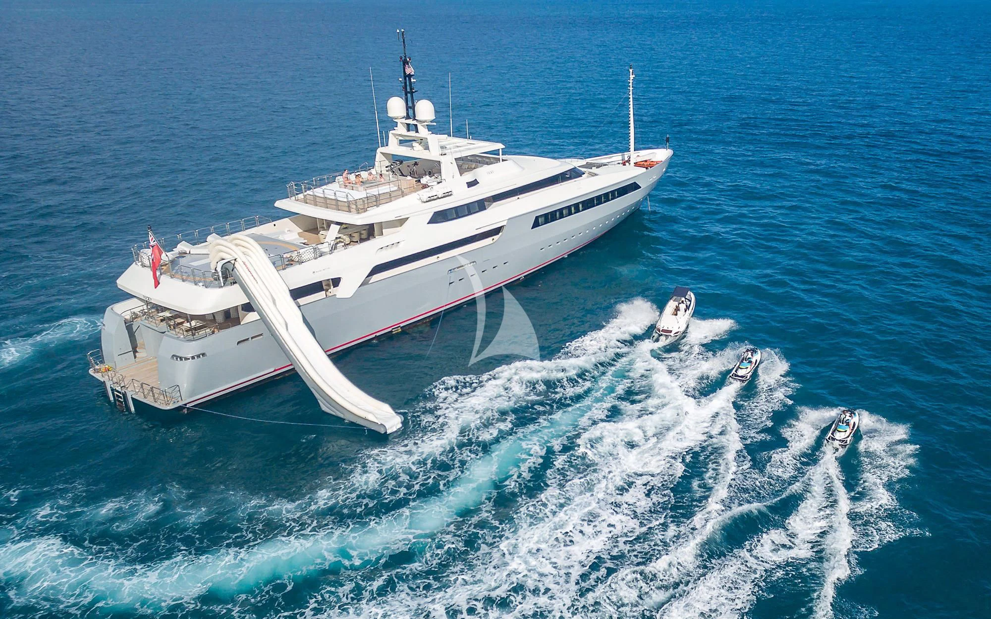 a white boat in the water aboard VICKY Yacht for Charter