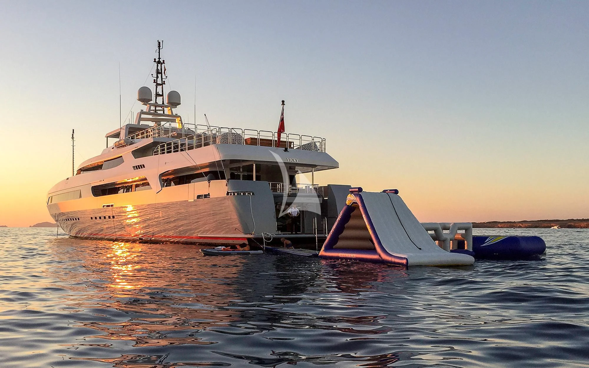 a boat in the water aboard VICKY Yacht for Charter