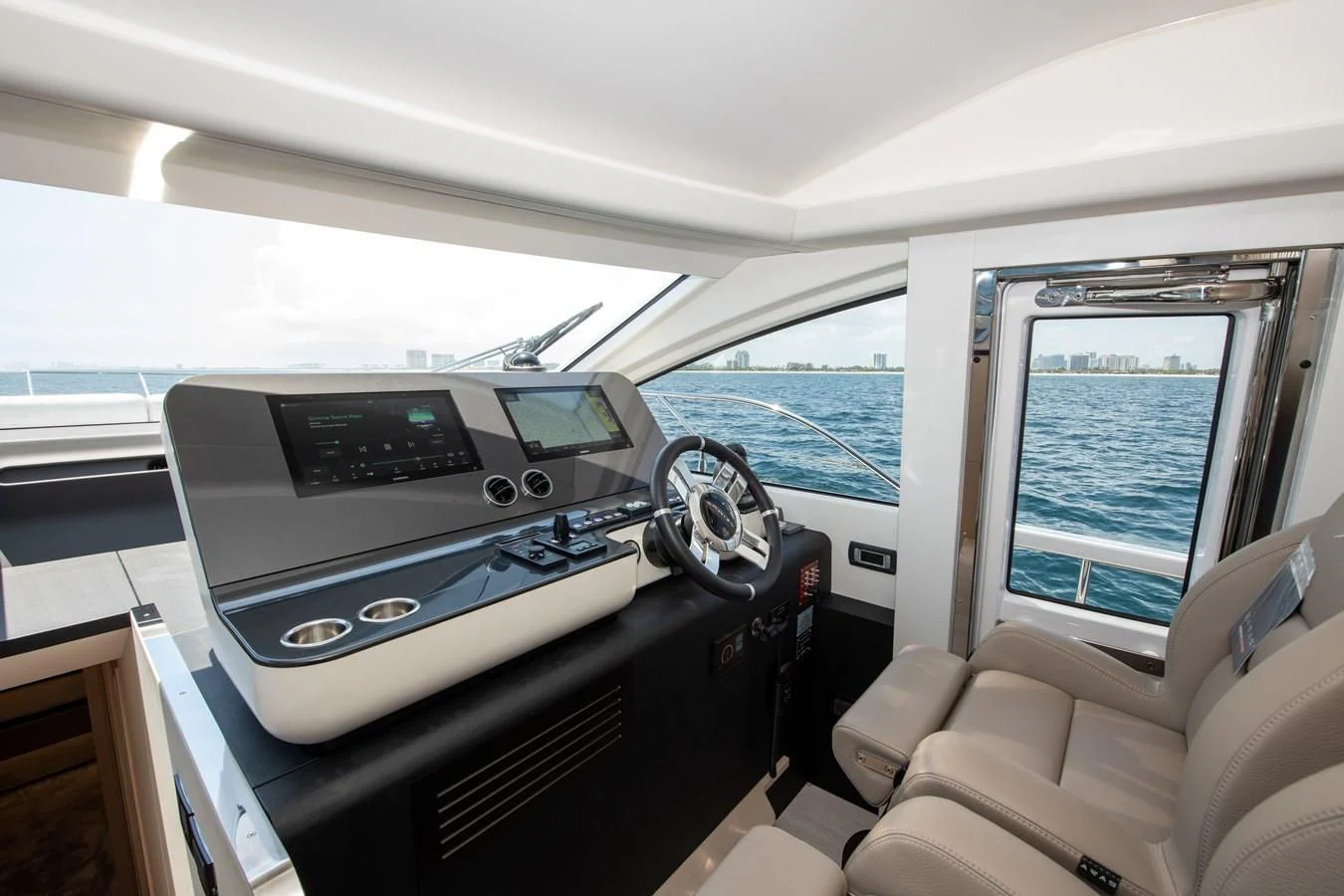 inside of a car aboard CRIMSON Yacht for Sale