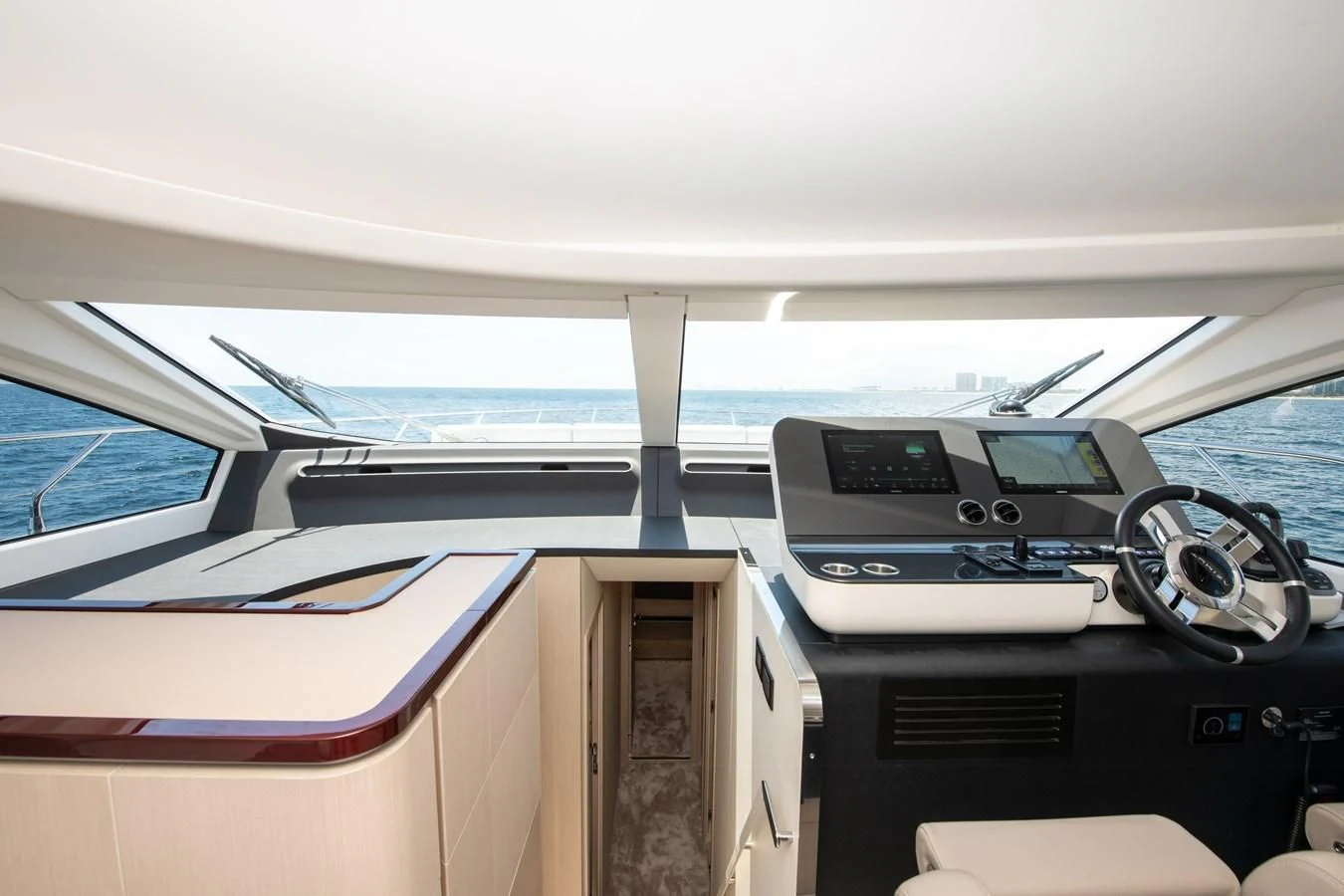inside of a car aboard CRIMSON Yacht for Sale