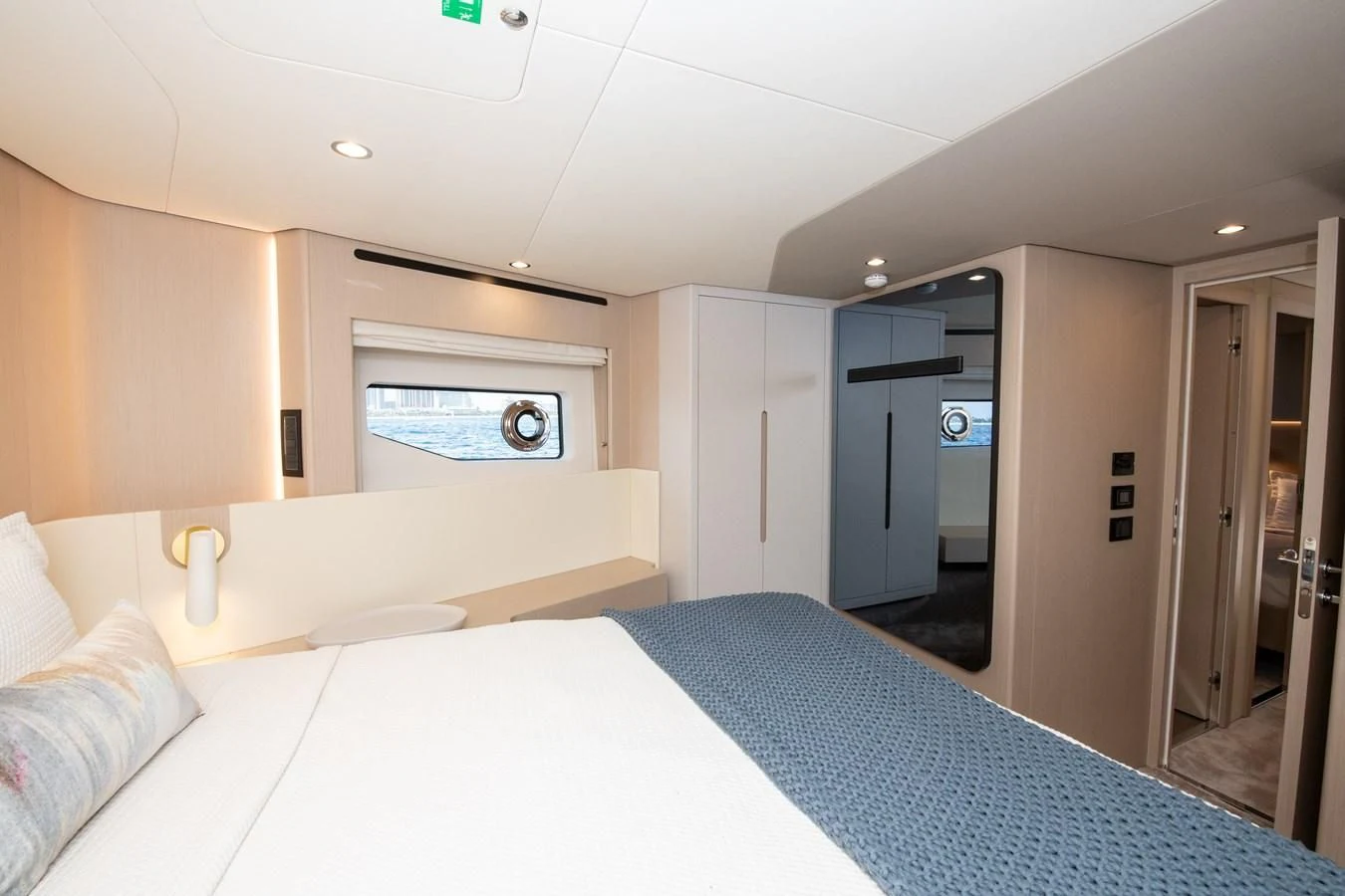 a hotel room with a bed aboard CRIMSON Yacht for Sale