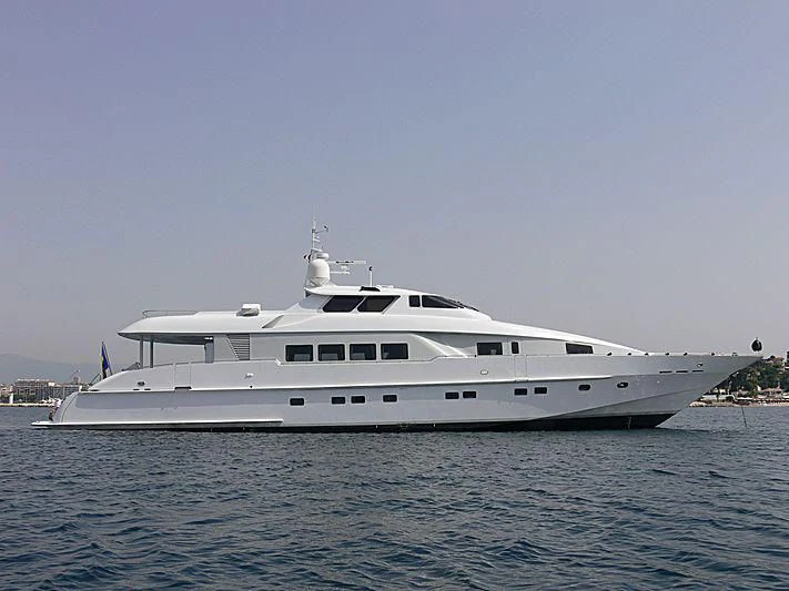 a white yacht in the water aboard SUN ARK Yacht for Sale