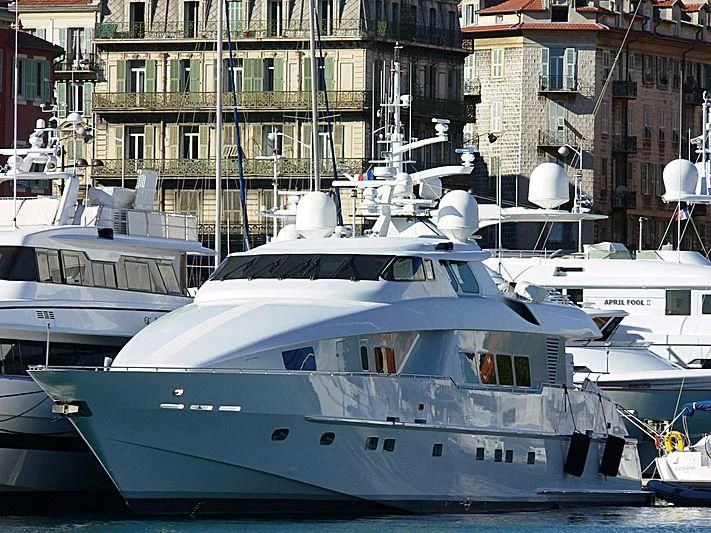a group of boats are parked in a harbor aboard SUN ARK Yacht for Sale