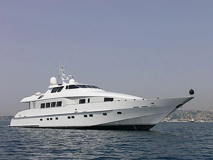 a white yacht in the water aboard SUN ARK Yacht for Sale