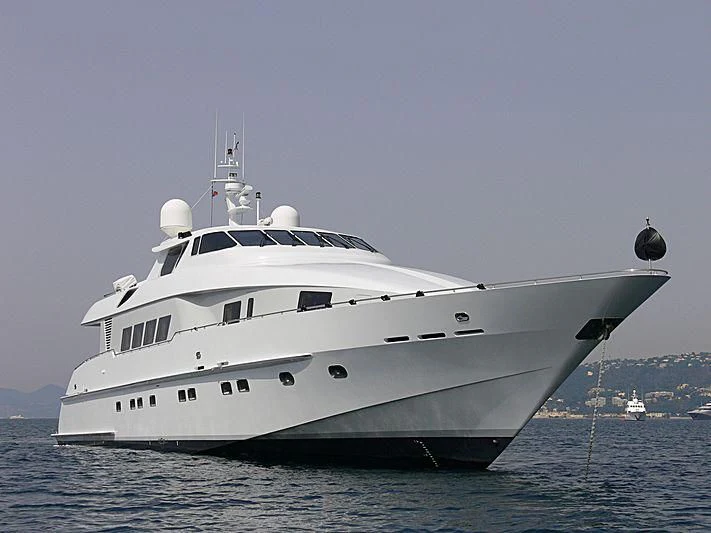 a white yacht in the water aboard SUN ARK Yacht for Sale