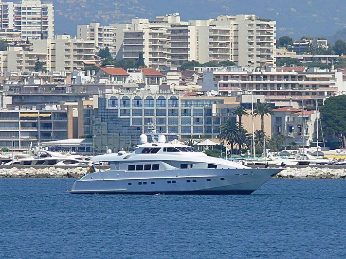 a white boat in the water aboard SUN ARK Yacht for Sale
