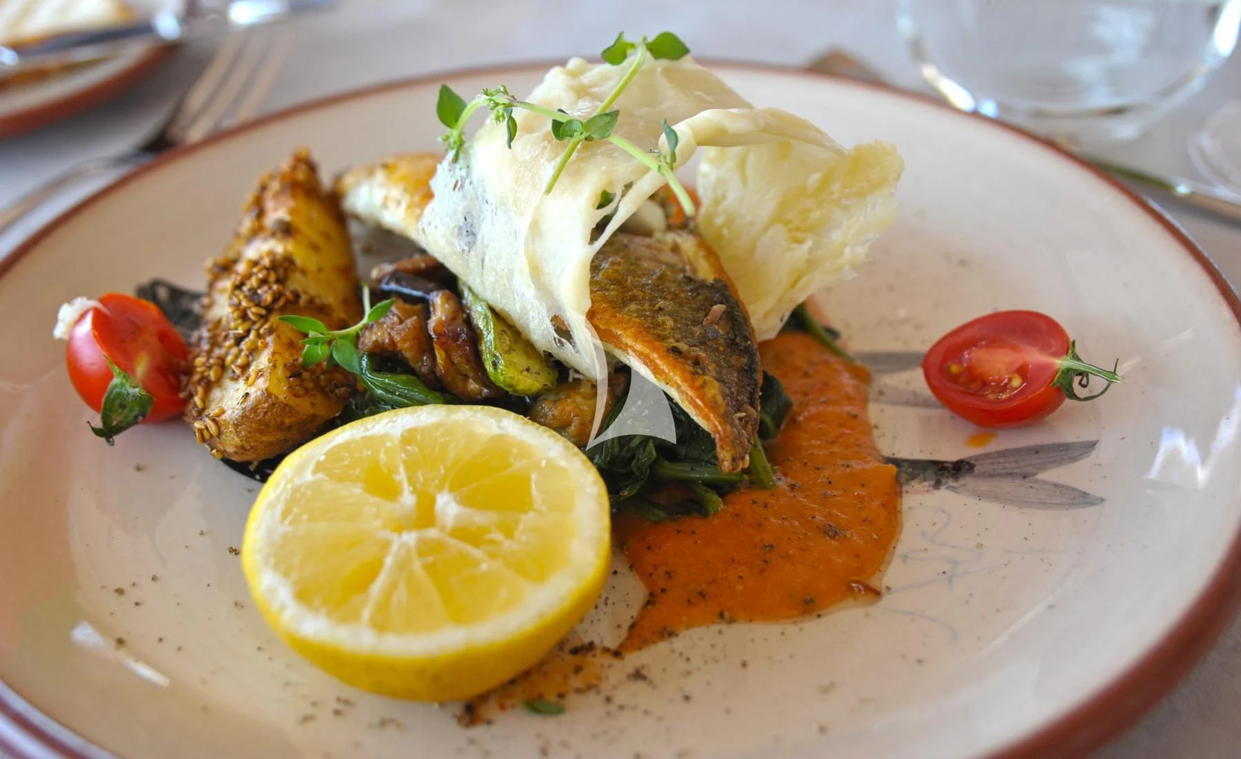 a plate of food aboard ZELDA Yacht for Sale