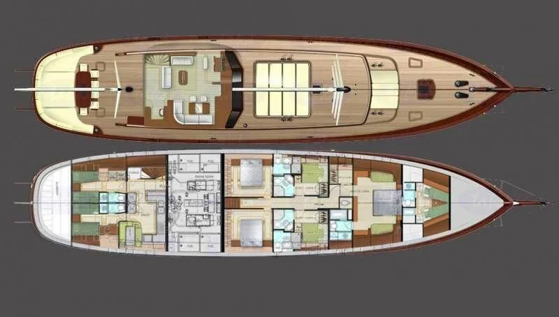 engineering drawing aboard ZELDA Yacht for Sale