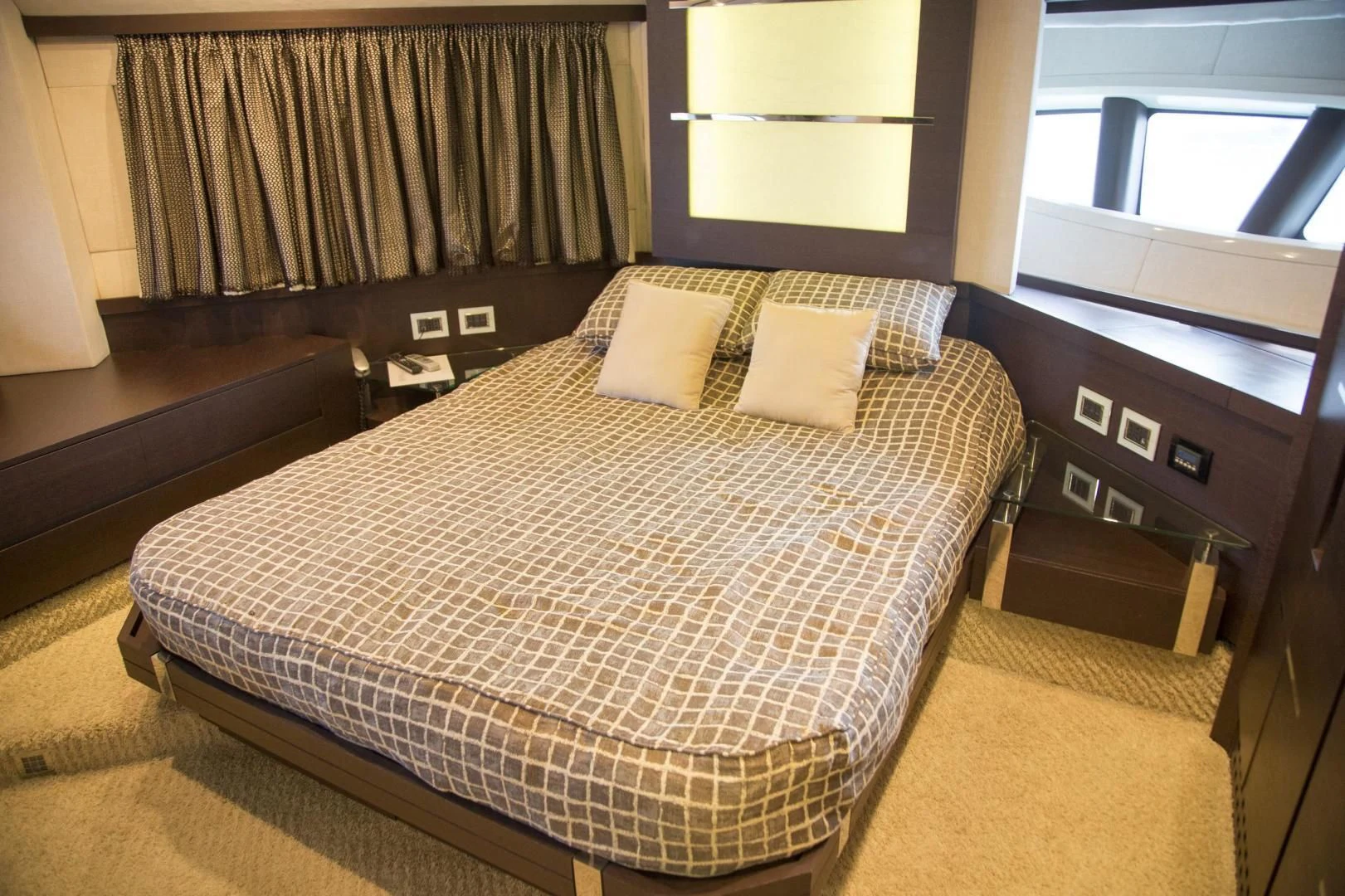 a bed in a room aboard SHU SHE Yacht for Sale