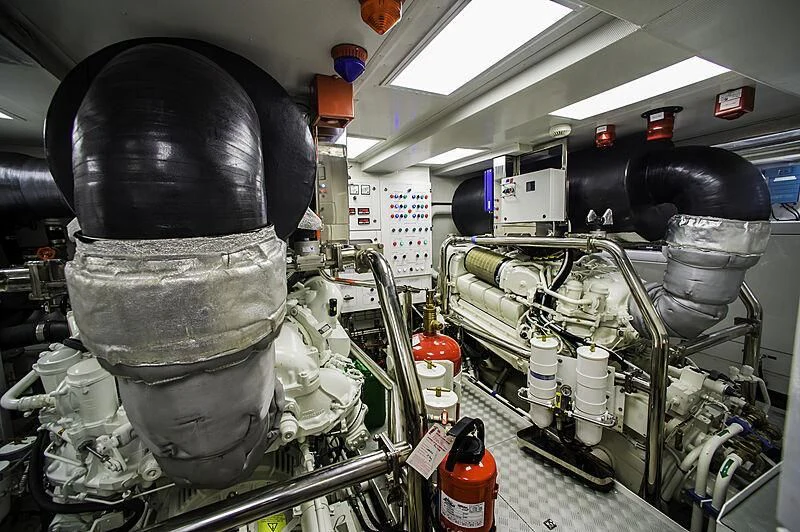 a large metal machine aboard BLUE BAY Yacht for Sale