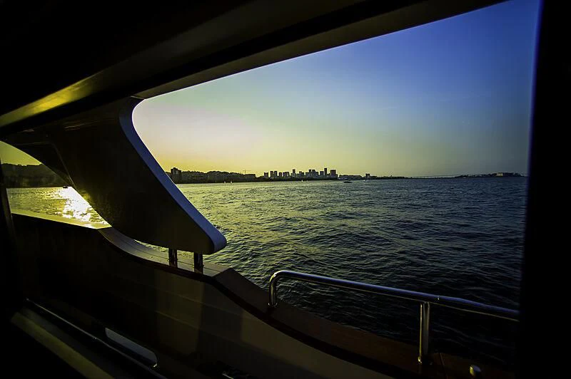 a view of the ocean from the inside of a plane aboard BLUE BAY Yacht for Sale