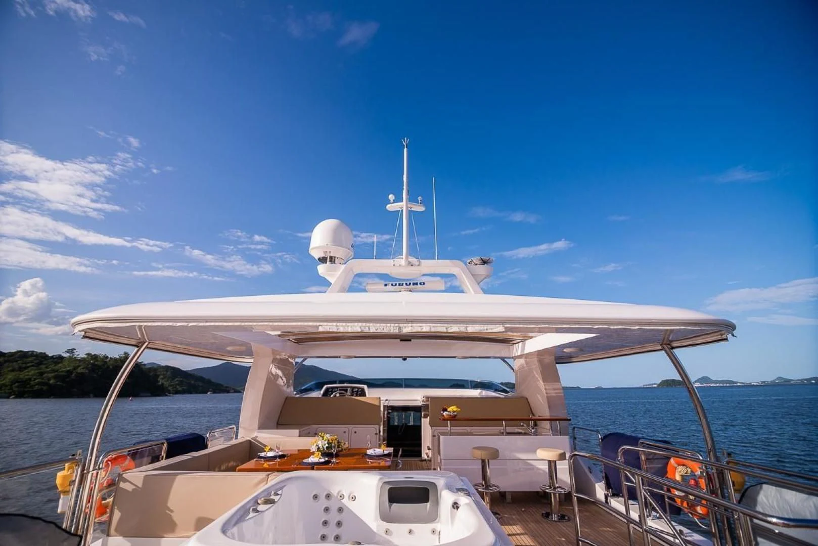 a boat on the water aboard BLUE BAY Yacht for Sale