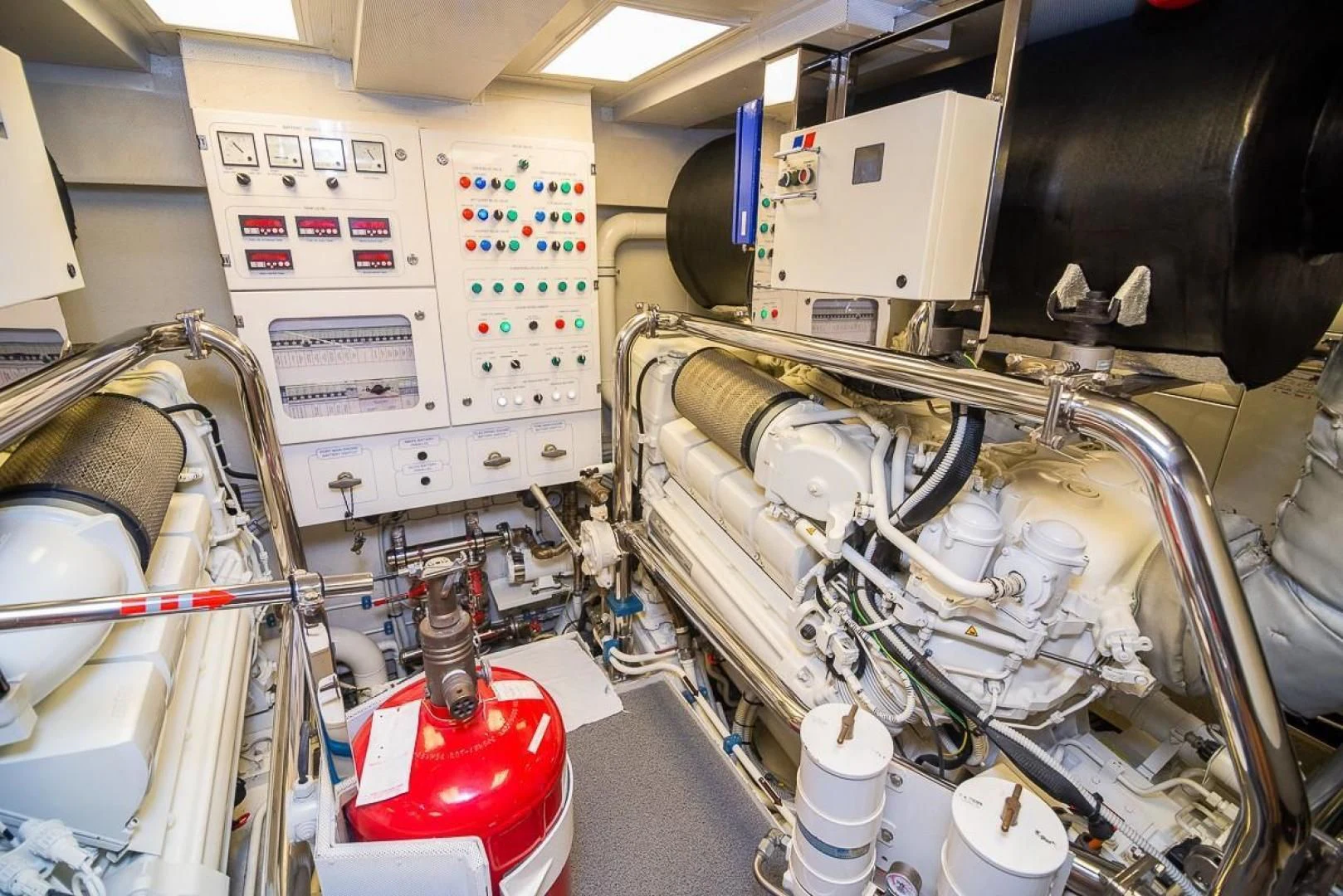 a machine with a large metal cylinder aboard BLUE BAY Yacht for Sale