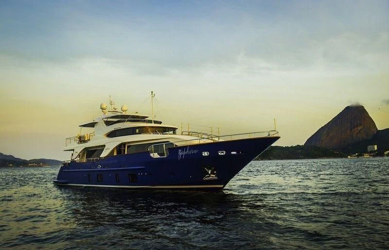 a boat in the water aboard BLUE BAY Yacht for Sale