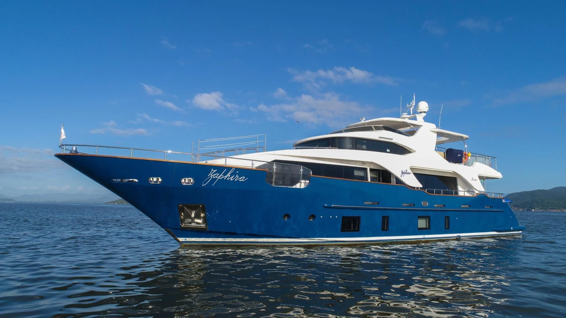 a boat in the water aboard BLUE BAY Yacht for Sale