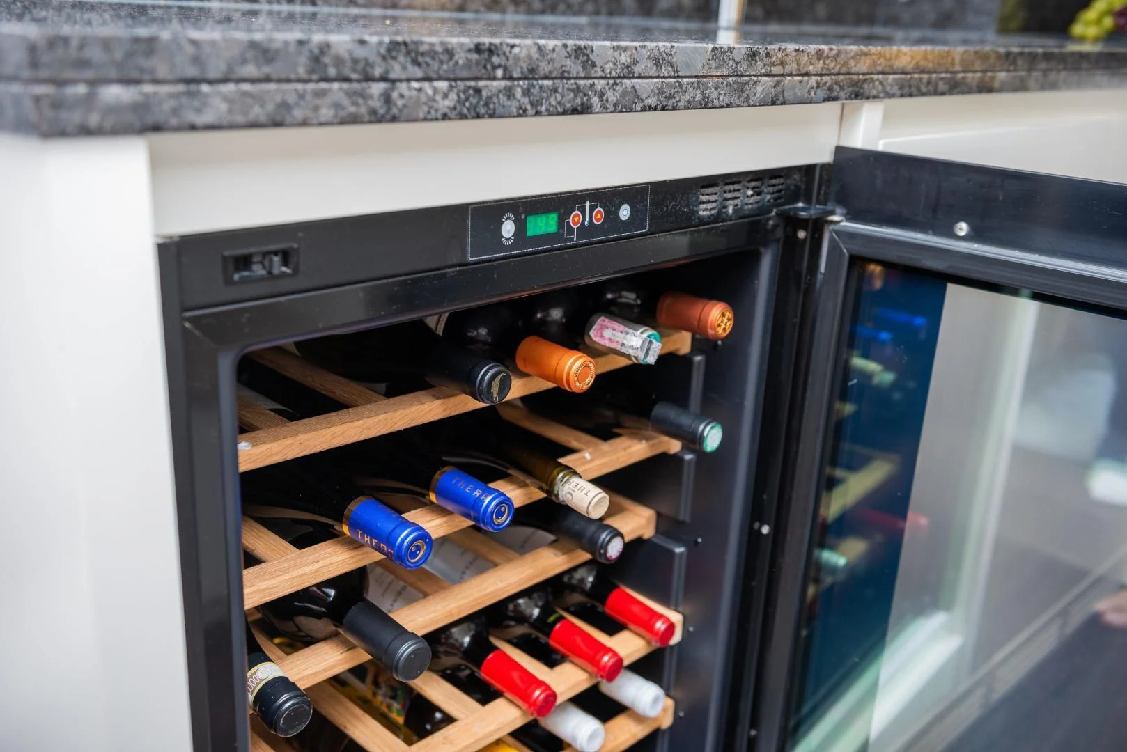 a stove with a bunch of tools in it aboard BLUE BAY Yacht for Sale