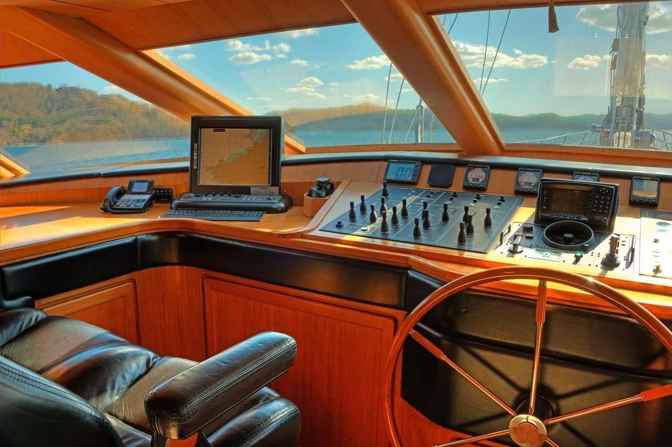 inside of a cockpit aboard MORNING GLORY Yacht for Sale