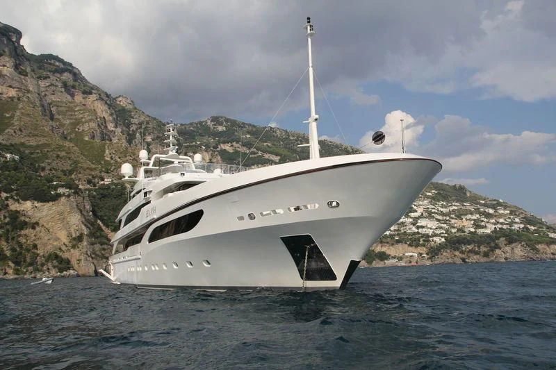 a white yacht in the water aboard SEANNA Yacht for Sale