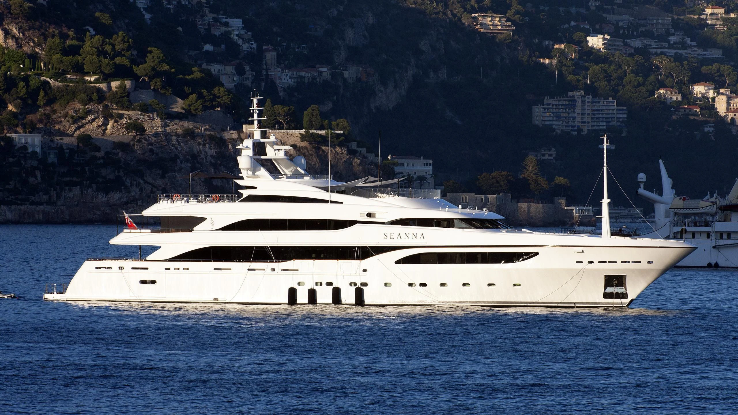 a white yacht on the water aboard SEANNA Yacht for Sale