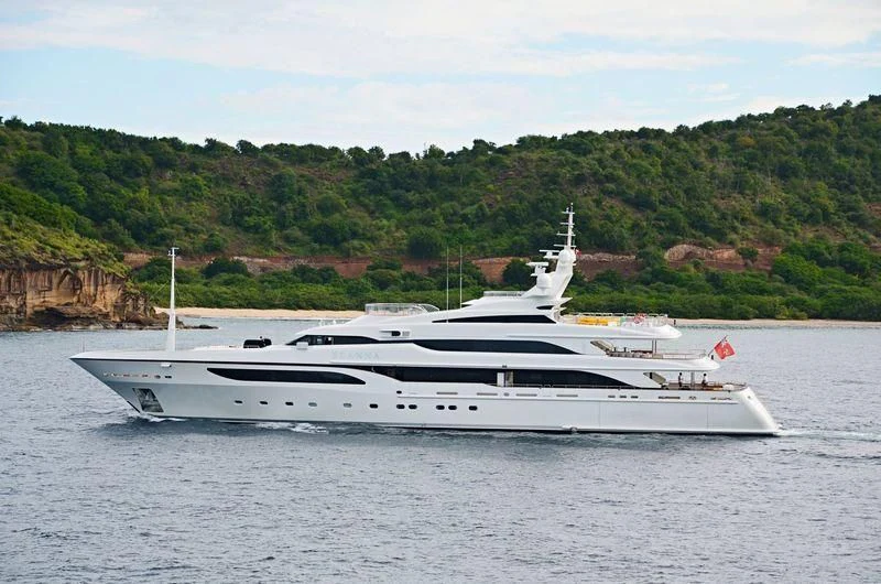 a white yacht in the water aboard SEANNA Yacht for Sale