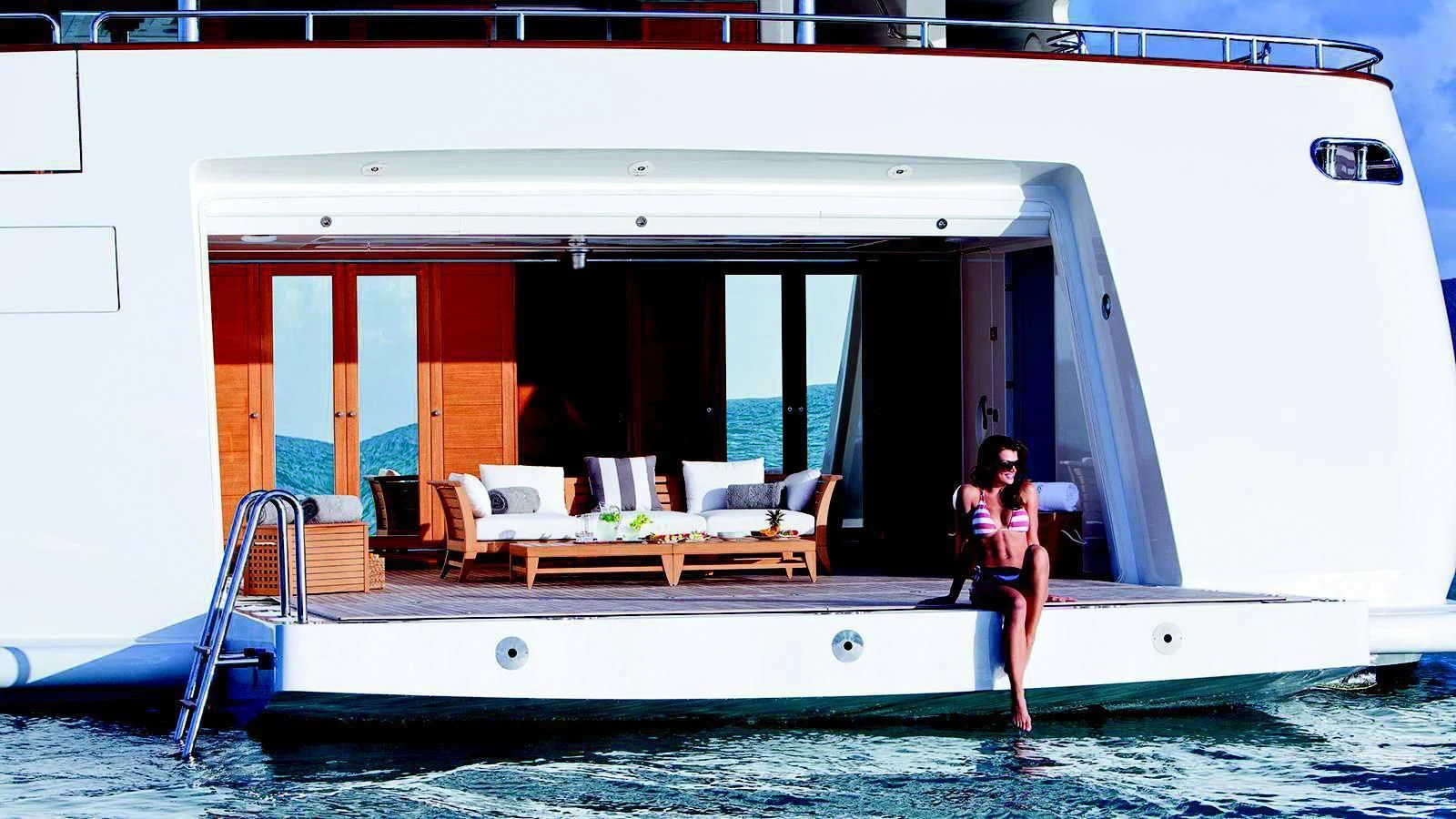 a person standing on a boat aboard SEANNA Yacht for Sale