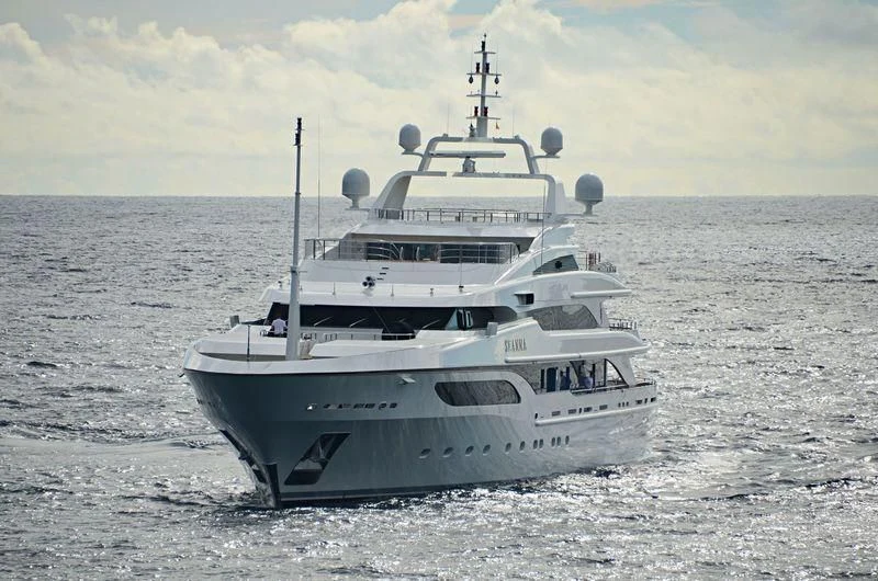 a white boat in the water aboard SEANNA Yacht for Sale