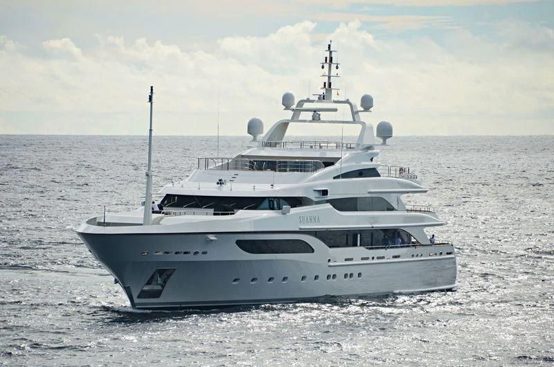 a white boat in the water aboard SEANNA Yacht for Sale