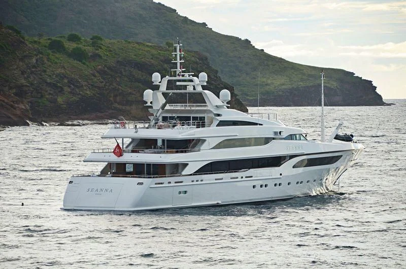 a white yacht in the water aboard SEANNA Yacht for Sale