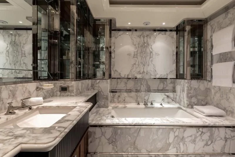 a bathroom with two sinks aboard SEANNA Yacht for Sale