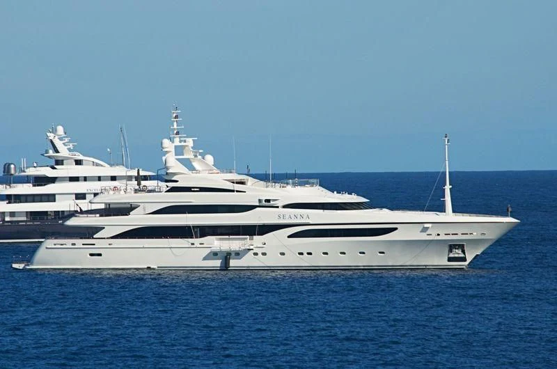 a white yacht in the water aboard SEANNA Yacht for Sale