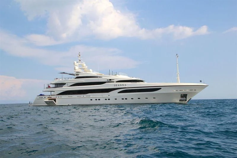 a white yacht in the water aboard SEANNA Yacht for Sale