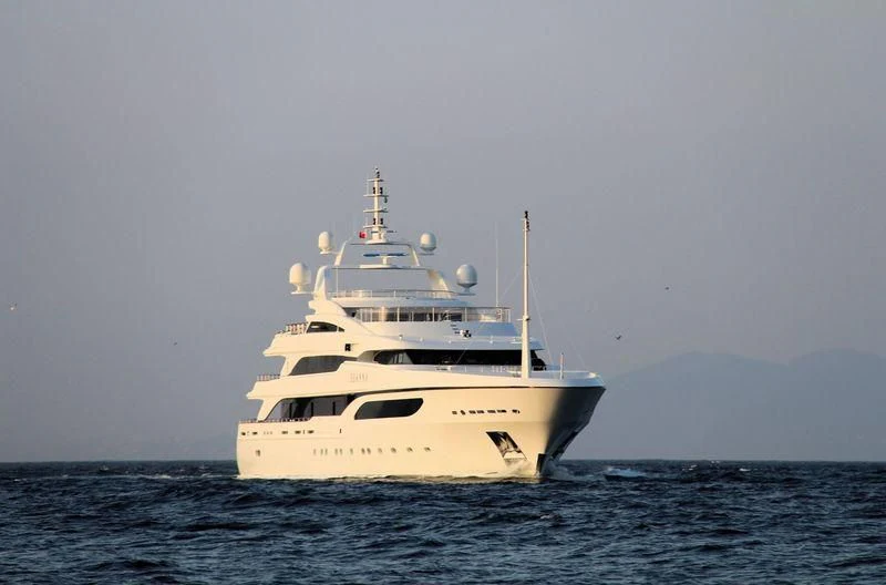 a white yacht in the water aboard SEANNA Yacht for Sale
