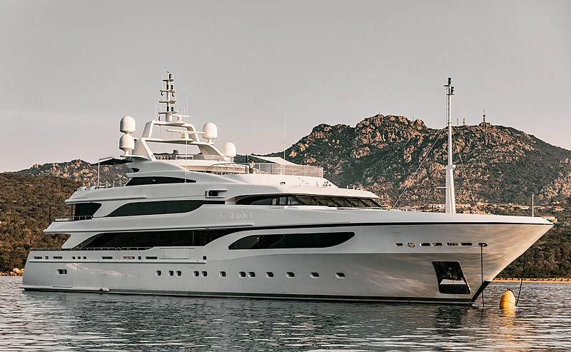 a large white yacht aboard SEANNA Yacht for Sale