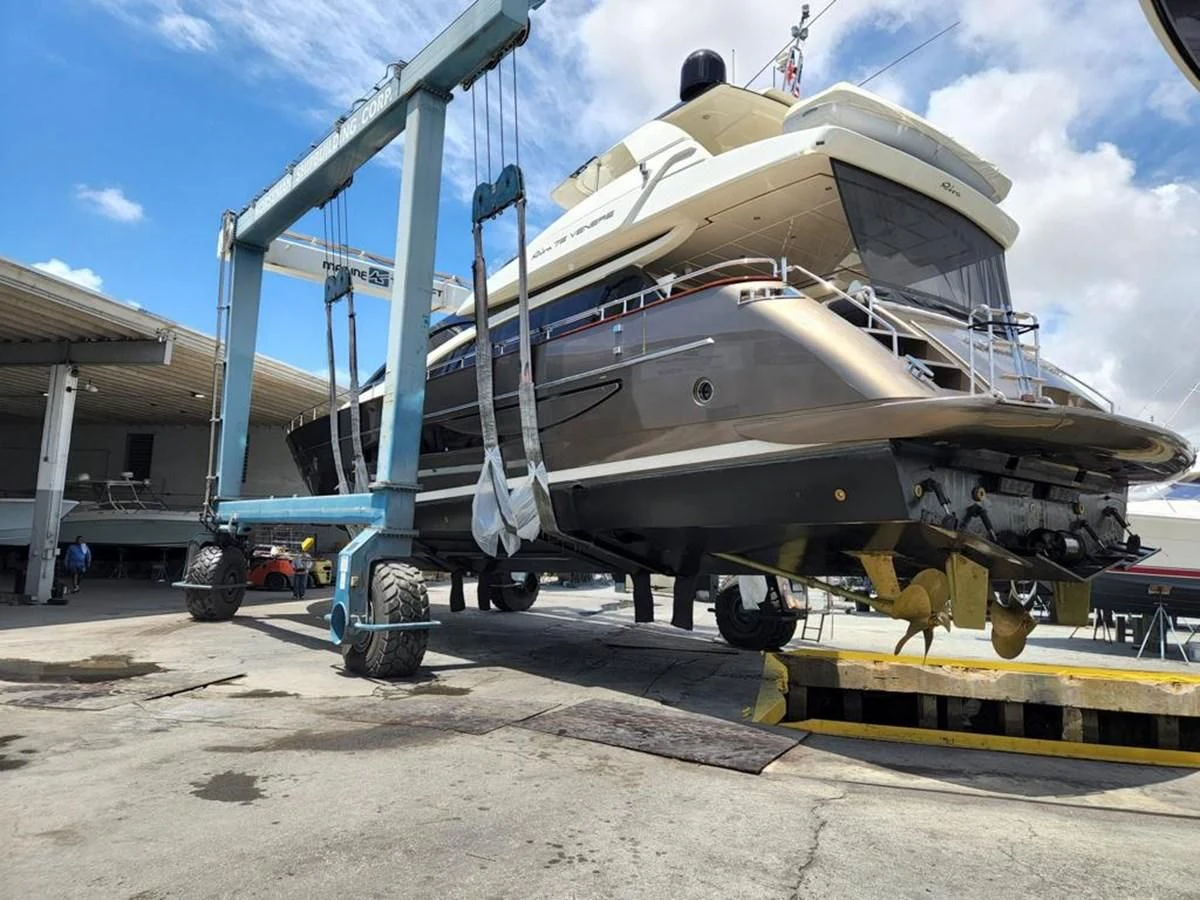 a large machine with wheels aboard 75' RIVA 2012 Yacht for Sale