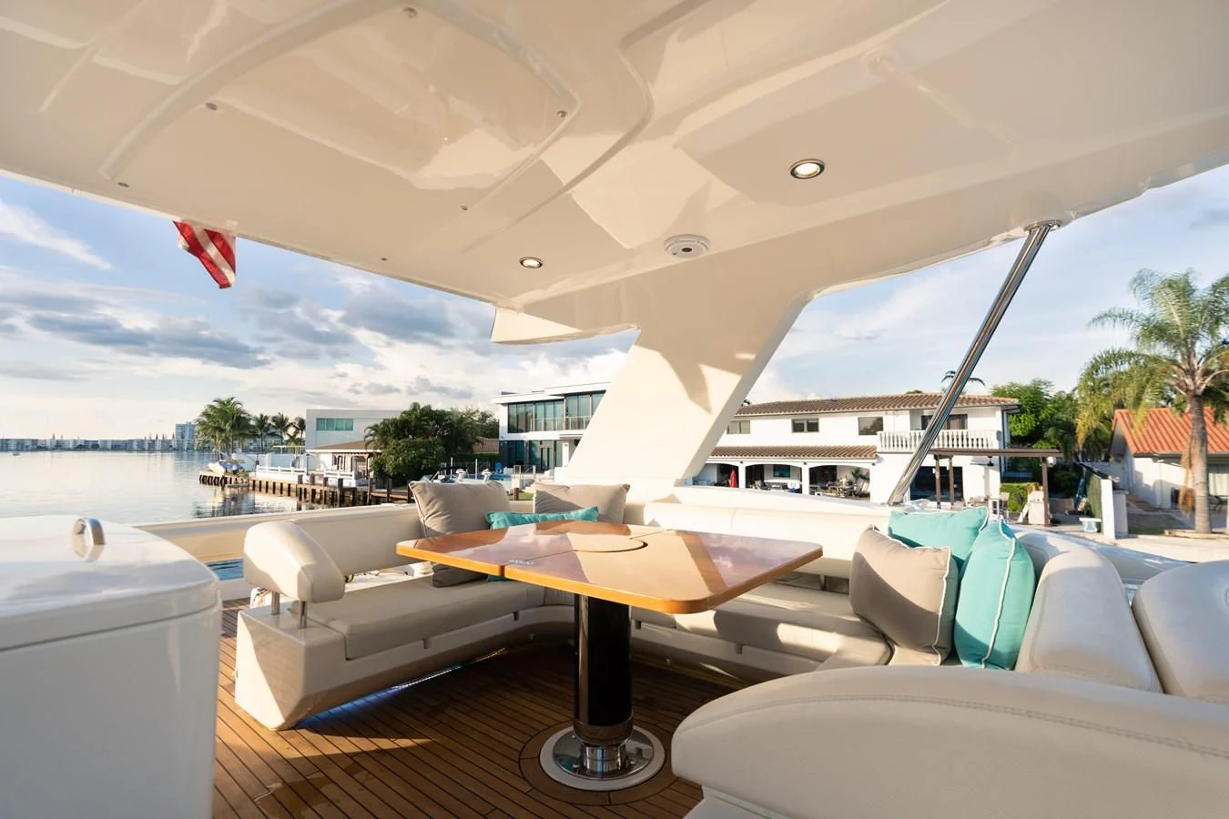 a room with a table and chairs aboard 75' RIVA 2012 Yacht for Sale