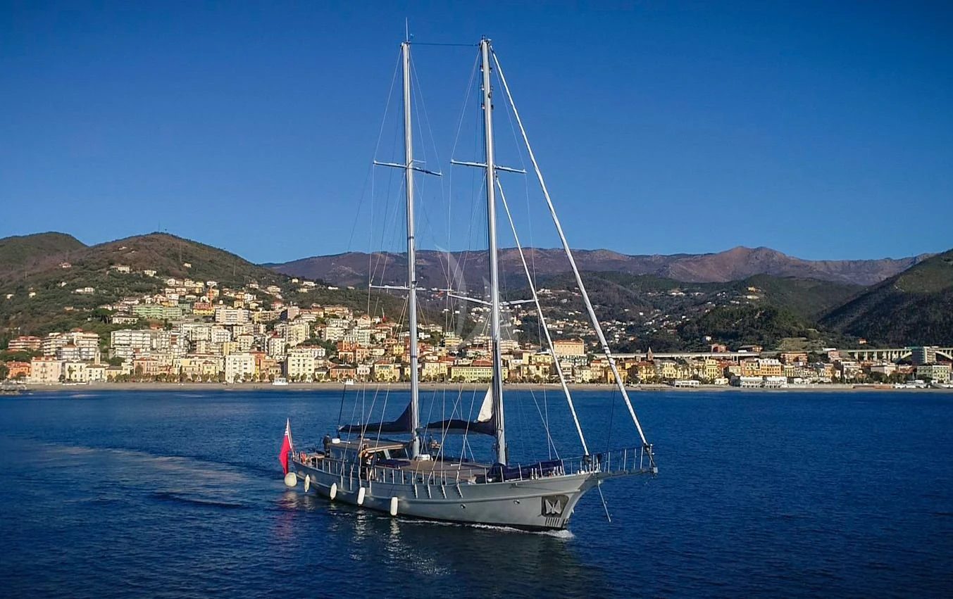 a sailboat on the water aboard LA MER Yacht for Sale