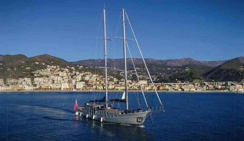 a sailboat on the water aboard LA MER Yacht for Sale