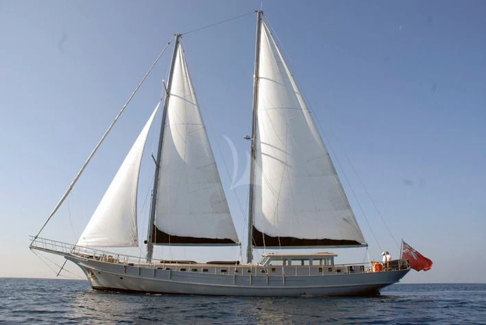 a sailboat on the water aboard LA MER Yacht for Sale