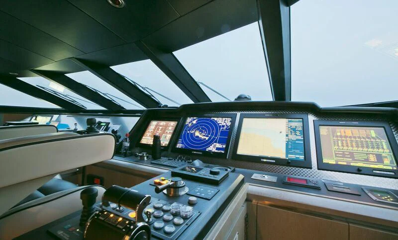 inside of a control room aboard AK ROYALTY Yacht for Sale