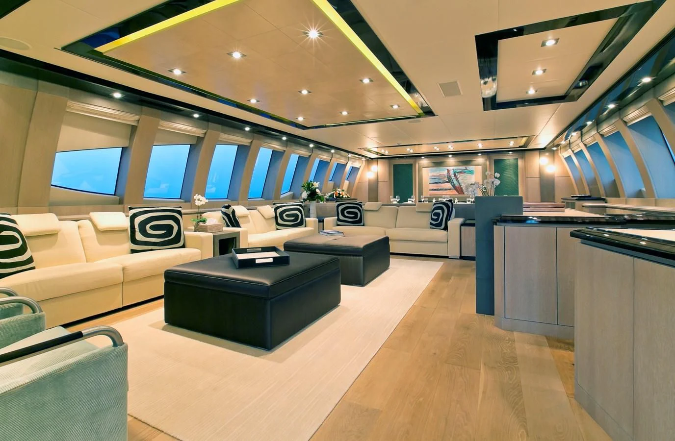 a room with a couch and a table aboard AK ROYALTY Yacht for Sale