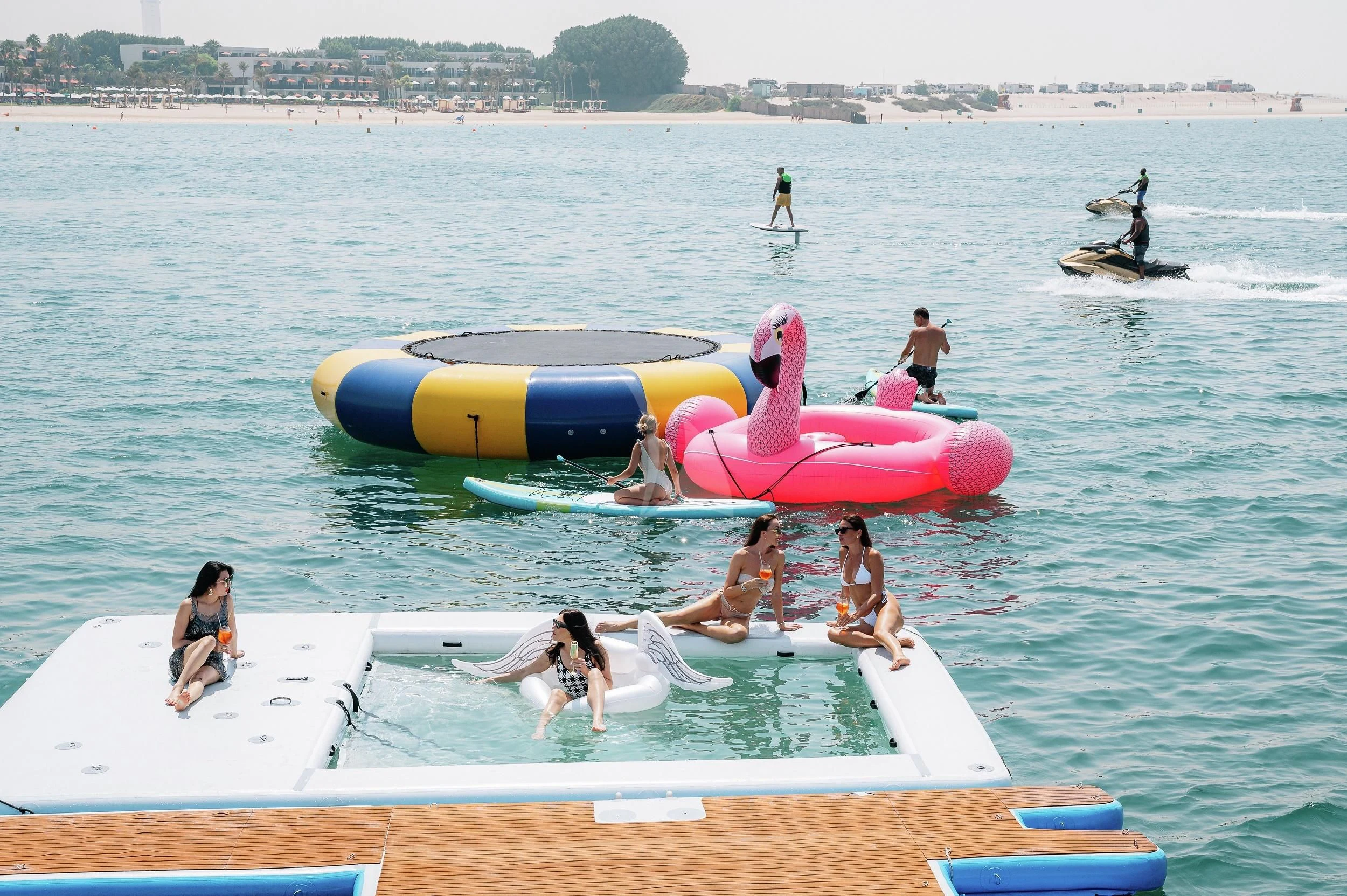 people in a floating raft aboard AK ROYALTY Yacht for Sale